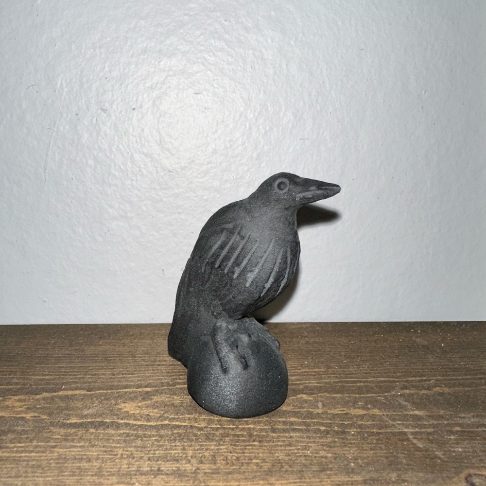 Black Obsidian Raven Figurine